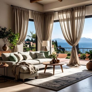 Provencal Pure Flax Linen Light Gray Heavy Semi Sheer Curtain 3