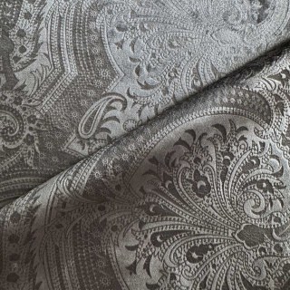Royal Mirage Jacquard Charcoal Dark Gray Damask Velvet Curtain