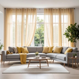 Smarties Champagne Yellow Soft Sheer Curtain 2