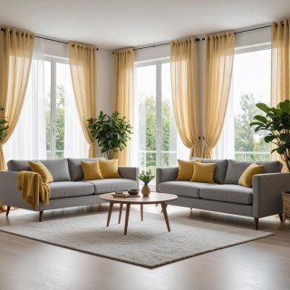 Smarties Champagne Yellow Soft Sheer Curtain 3