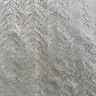 Aqualuna 3D Jacquard Duck Egg Pastel Blue Curtain with Gold Herringbone Details 7