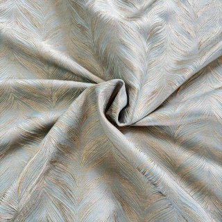 Aqualuna 3D Jacquard Duck Egg Pastel Blue Curtain with Gold Herringbone Details 8