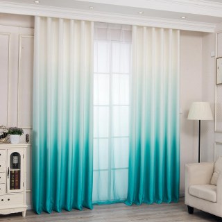 Candy Land Linen Style Blue Ombre Curtain