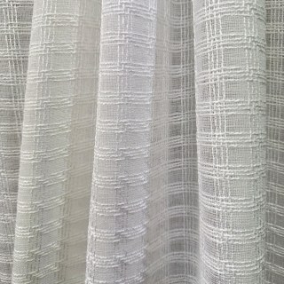 Ethereal Grid Cream Linen Style Sheer Curtain