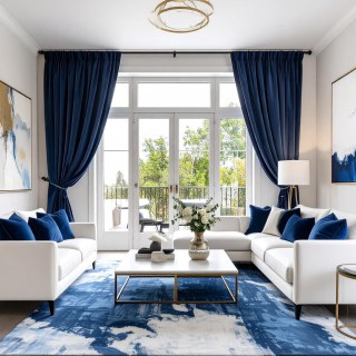 Lustrous Navy Blue Velvet Curtains 2