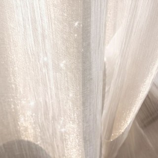 Paris Cascade Shimmering Striped Silver Gray Organza Sheer Curtain
