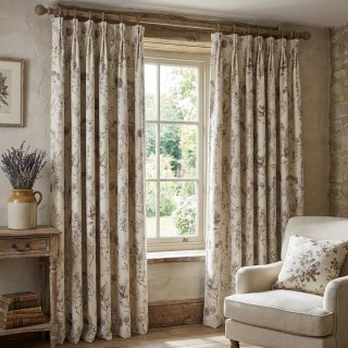 Berry Meadow Mocha Brown Floral Chenille Blackout Curtains 3