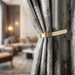 Dazzling Brushwork Luxury Jacquard Gray & Silver Abstract Curtain 3