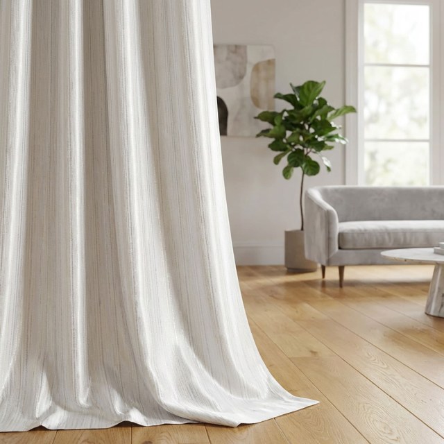 Dotted Cascade Cream Off White Shimmering Striped Curtain 1