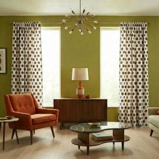 Dottie Delight Mid Century Modern Taupe Polka Dot Chenille Curtain 5