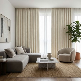 Dune Flow Beige Cream Crinkle Crushed Blackout Curtain 4