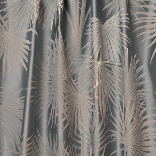 Fan Palm Silhouette Duck Egg Haze Blue Satin Tropical Leaves Curtain 6