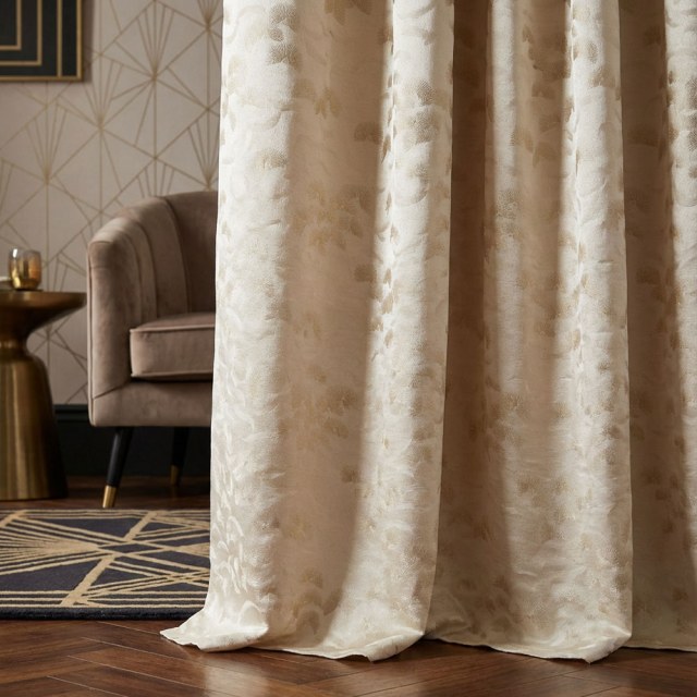 Fluttering Fanburst Art Deco Geometric Cream Off White Curtains 1