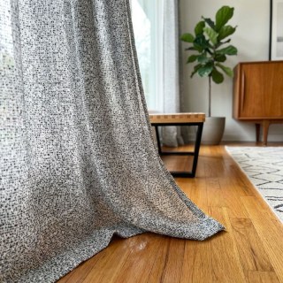 French Chic Black & White Heavy Semi Sheer Curtain 2