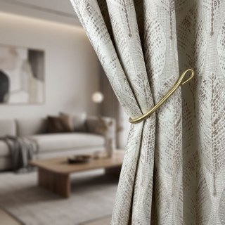 Leaf Dance Luxury Jacquard Shimmering Cream and Mocha Foliage Curtains 2