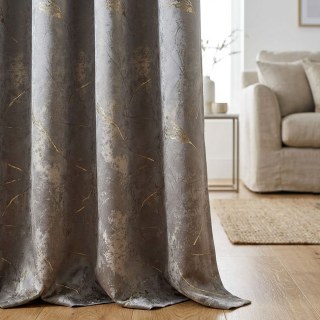 Lunar Gold Luxury Jacquard Abstract Gray Floral Curtain 2