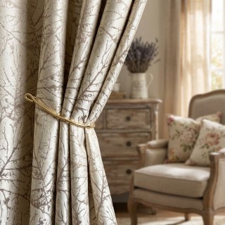 Nature's Imprint Champagne Gold Foliage Curtains 2