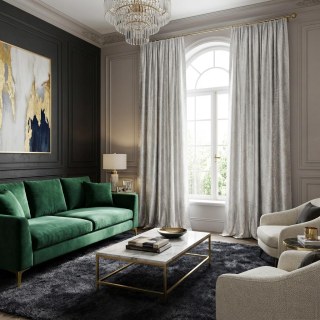 Opulent Floral Luxury Jacquard Gray Damask Curtain