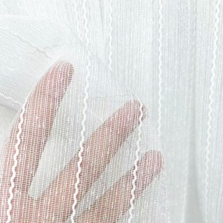 Whispering Waves Ivory White Shimmering Striped Sheer Curtain 5