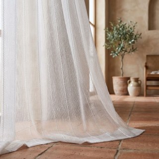 Whispering Waves Ivory White Shimmering Striped Sheer Curtain 3