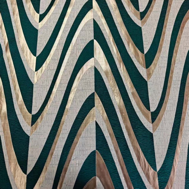 Ocean Wave Elegance Dark Green and Gold Art Deco Geometric Curtains 1