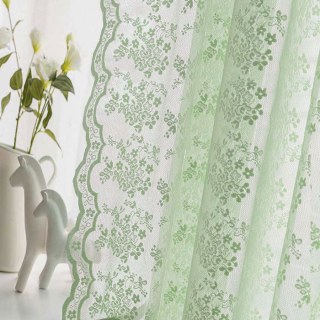 Posey Pastel Green Floral Lace Net Curtains