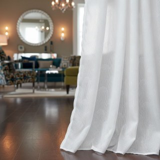 Rolling Hills Art Deco Shimmering Ivory White Sheer Curtains
