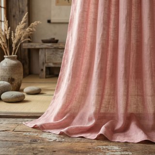 Wabi Sabi Pure Flax Linen Dusky Pink Heavy Sheer Curtain