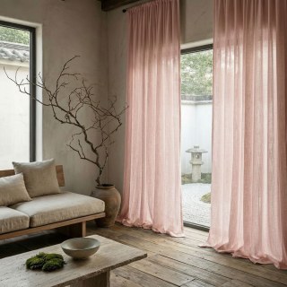 Wabi Sabi Pure Flax Linen Dusky Pink Heavy Sheer Curtain 3