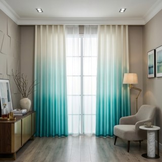 Candy Land Linen Style Blue Ombre Curtain