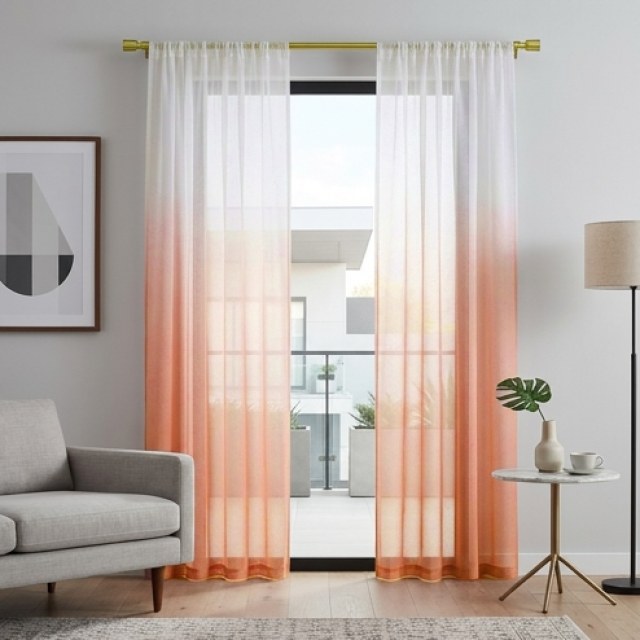 Candy Land Ombre Peach Orange Red Sheer Curtain 1