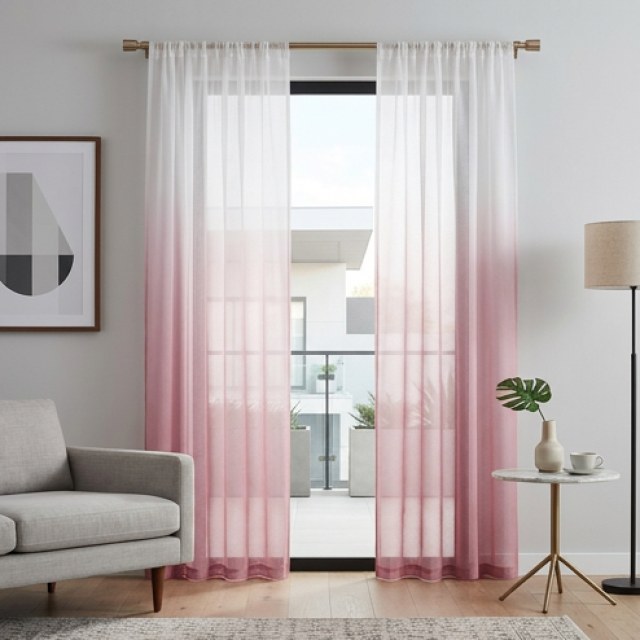 Candy Land Ombre Pink Sheer Curtain 1