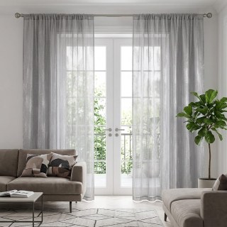Feathered Fantasy Ash Gray Shimmering Organza Sheer Curtain 3