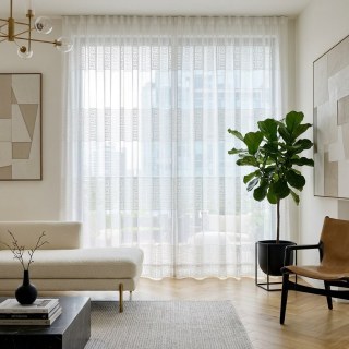 Greek Key Ivory White Heavy Mesh Net Curtain 3