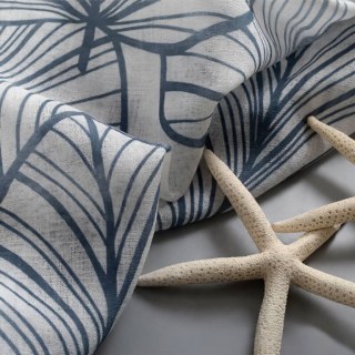 Lush Palm Tree Paradise Textured Navy Blue Sheer Curtain 6