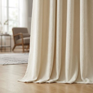 LuxeTouch Cream Off White Chenille Curtain Drapes 2