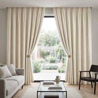 LuxeTouch Cream Off White Chenille Curtain Drapes 4