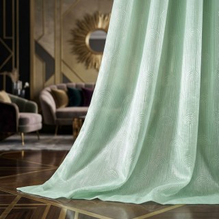 Rolling Hills Art Deco Shimmering Green Sheer Organza Curtains