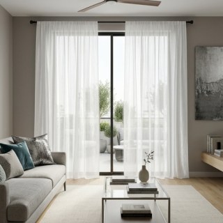 Satiny Touch Textured Ivory White Sheer Curtain 2