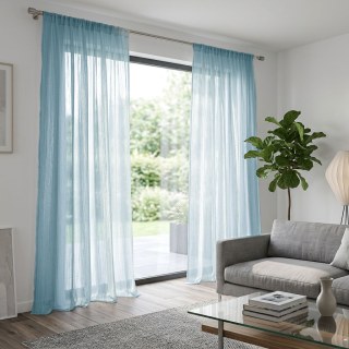 Silk Waterfall Shimmering Light Blue Sheer Curtain 2