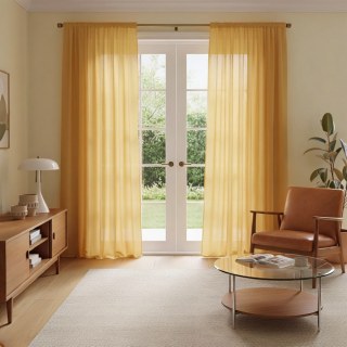 Soft Breeze Mustard Yellow Chiffon Sheer Curtain 2
