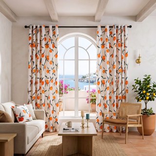 The Happiest Color Orange Linen Style Curtain 2