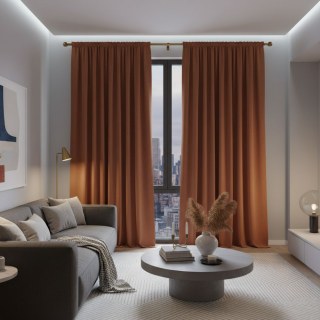 Cascade Matte Terracotta Burnt Orange Velvet Curtains