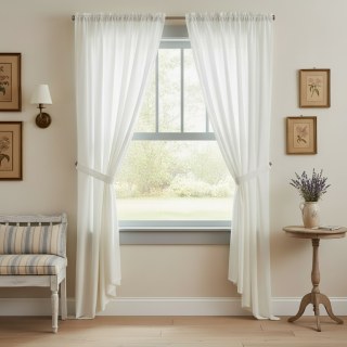 Cotton Club Ivory White Pure Cotton Sheer Curtain 3