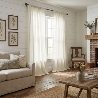 Cotton Club Ivory White Pure Cotton Sheer Curtain 2