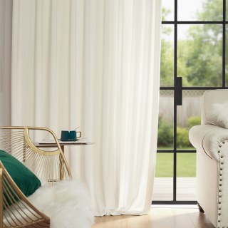 Fine Whipped Cream Off White Velvet Curtain Drapes