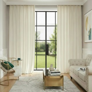 Fine Whipped Cream Off White Velvet Curtain Drapes 2