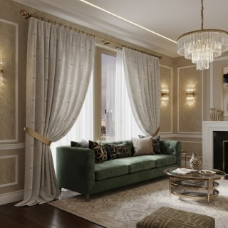 Lily Pad Luxury Jacquard Art Deco Taupe Geometric Curtains 5