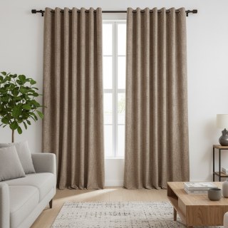 LuxeTouch Chenille Brown Taupe Curtain