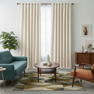 LuxeTouch Cream Off White Chenille Curtain Drapes